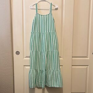 Sonoma Green & White Striped Tiered Sundress